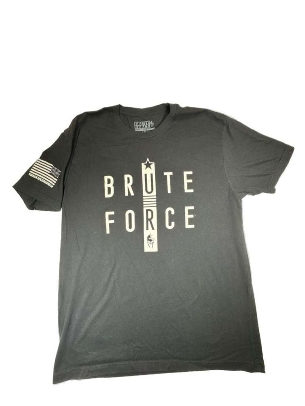 Brute Force Training Essential Logo T-Shirt with American Flag Sleeve Detail